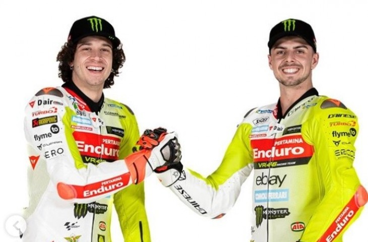 Dua pebalap tim Pertamina Enduro VR46, Marco Bezzecchi dan Fabio Di Giannantonio tak puas dengan 10 besar di Portugal, mereka bersiap menatap MotoGP Amerika Serikat. (Instagram/@vr46racingteam).