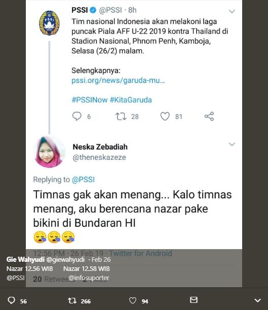 Nazar jika Timnas menang. (twitter/giewahyudi)