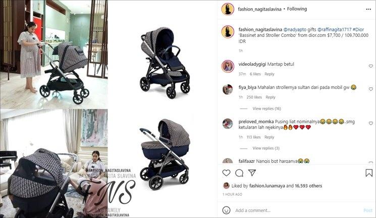 Harga stroller calon anak Nagita Slavina dan Raffi Ahmad. (Instagram/@fashion_nagitaslavina)