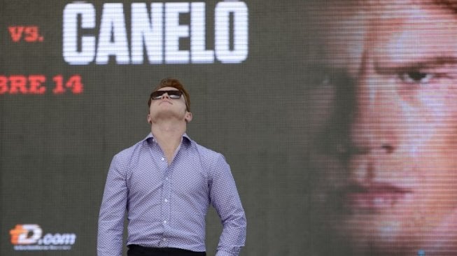 Petinju Meksiko, Saul Alvarez. [AFP/Alfredo Estrella]