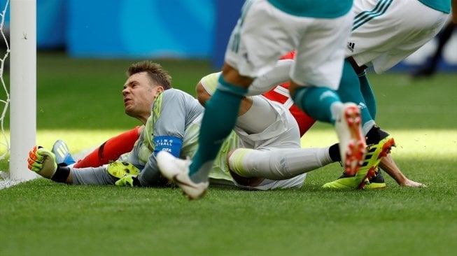 Suasana pertandingan antara Korea Selatan vs Jerman di penyisihan Grup F Piala Dunia 2018 di Kazan Arena, Rusia, Rabu (27/6/2018). [Anadolu]