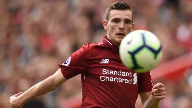 Fullback Liverpool yang juga kapten Timnas Skotlandia, Andy Robertson. [Oli SCARFF / AFP]