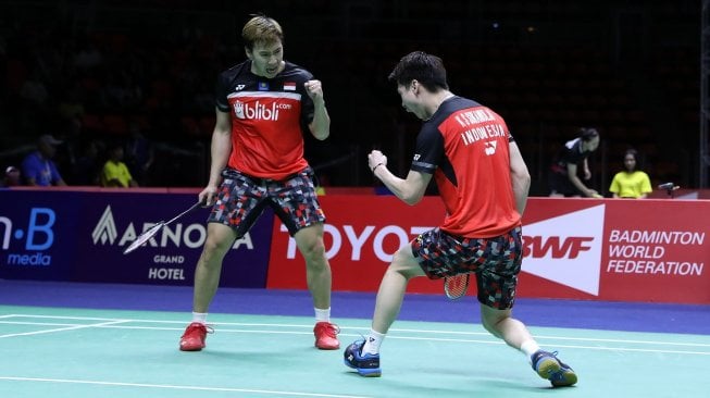 Pasangan ganda putra Indonesia, Kevin Sanjaya Sukamuljo/Marcus Fernaldi Gideon. [Humas PBSI]