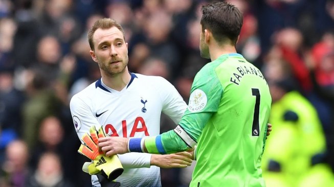 Gelandang Tottenham Hotspur, Christian Eriksen (kiri). [Ben STANSALL / AFP]