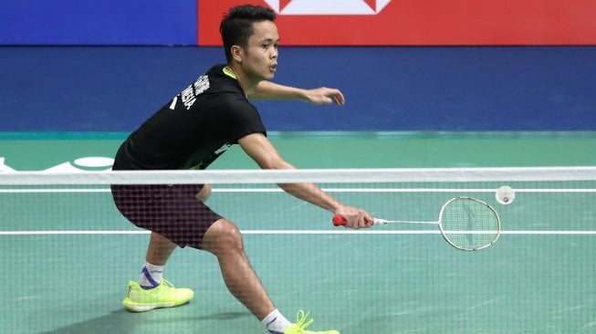 Pebulutangkis tunggal putra Indonesia, Anthony Sinisuka Ginting, terhenti kiprahnya di Korea Open 2019 usai takluk pada laga babak kedua melawan Jan O. Jorgensen (Denmark), Kamis (26/9). [Humas PBSI]