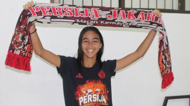 Pemain sayap Persija Putri, Naomi Nielsen. (Muhammad Ilham Baktora/Suara.com)