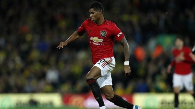 Penyerang Manchester United, Marcus Rashford. [ADRIAN DENNIS / AFP]