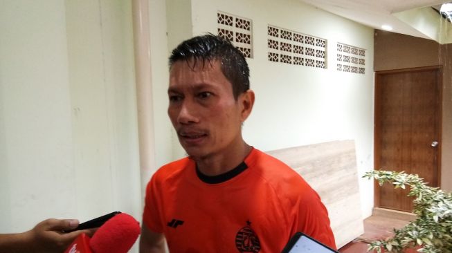 Bek Persija Jakarta Ismed Sofyan usai berlatih di kawasan Sawangan, Jakarta, Kamis (16/1/2020). [Suara.com/Adie Prasetyo]