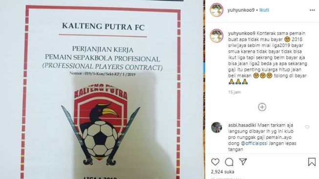 Curhatan Yu Hyun Koo soal Kalteng Putra. (Instagram/@yuhyunkoo9).