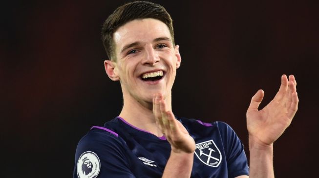 Gelandang jangkar West Ham United, Declan Rice. [Glyn KIRK / AFP]