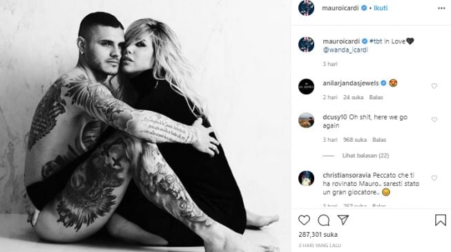 Mauro Icardi unggah foto telanjang. (Instagram/@mauroicardi).