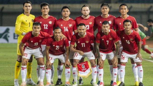 Para pemain Timnas Senior Indonesia. [ANTARA FOTO/M Agung Rajasa]