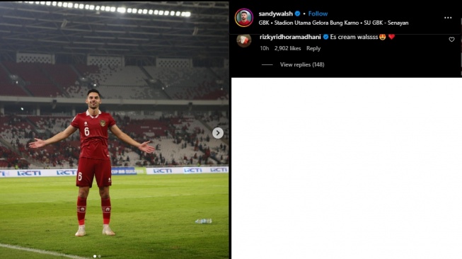 Rizky Ridho beri julukan baru untuk Sandy Walsh (Instagram/sandywalsh)