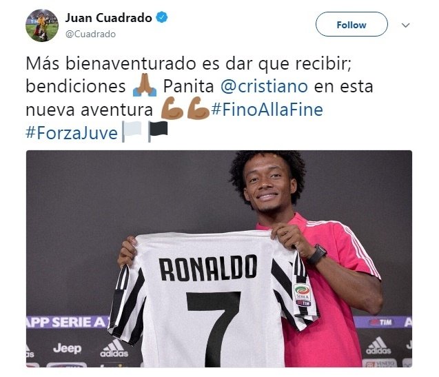 Cuitan Juan Cuadrado. [Twitter@cuadrado]