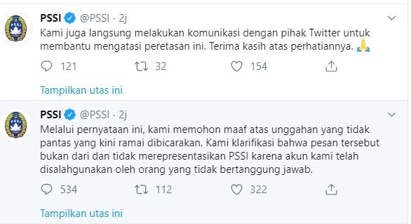 Klarifikasi PSSI soal unggahan usai jadi tuan rumah Piala Dunia U-20. [@PSSI / Twitter]