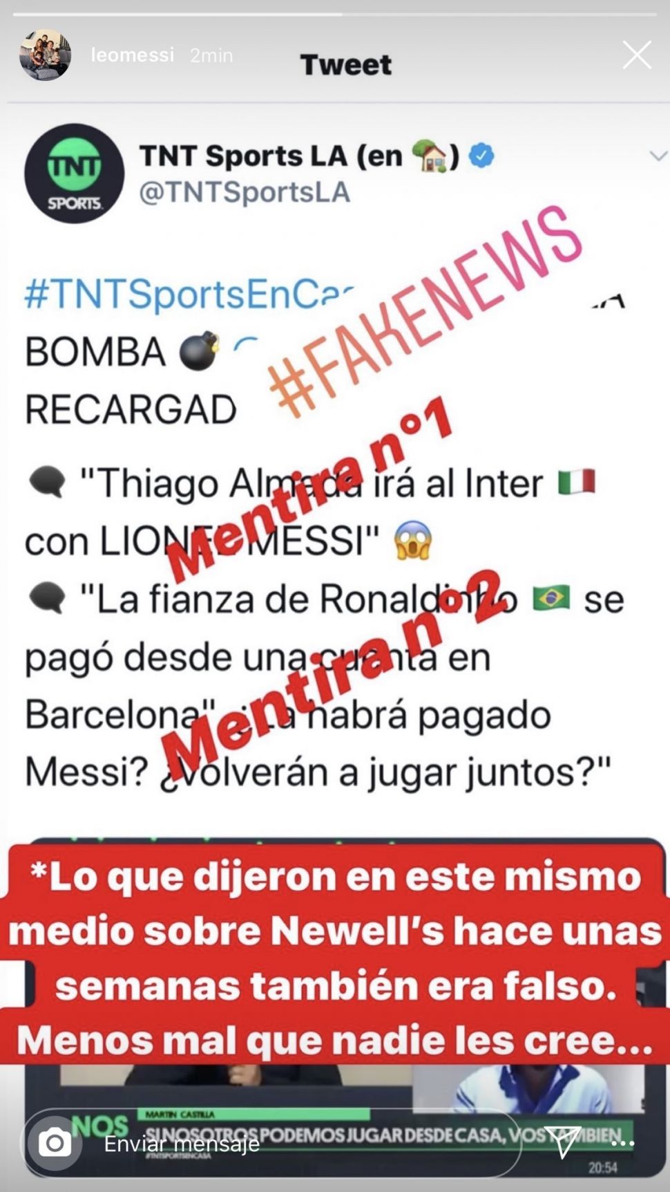 Messi bantah kabar ke Inter Milan. (Instagram/@leomessi).