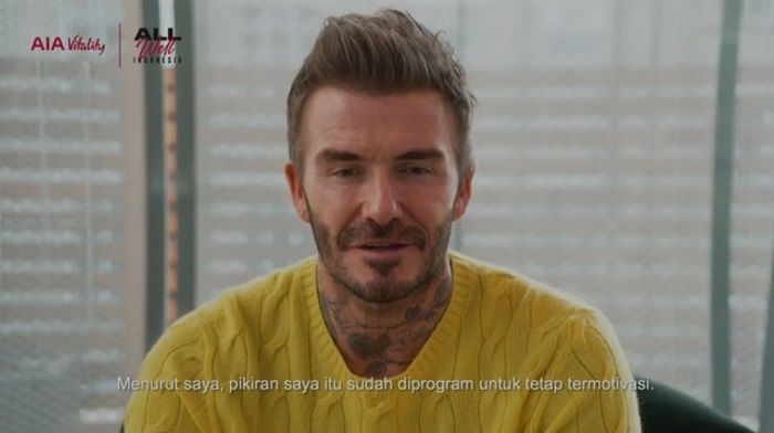 David Beckham saat peluncuran AIA Vitality pada Minggu (3/1/2021).