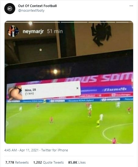 Neymar layanan streaming ilegal. (Twitter/@nocontextfooty)