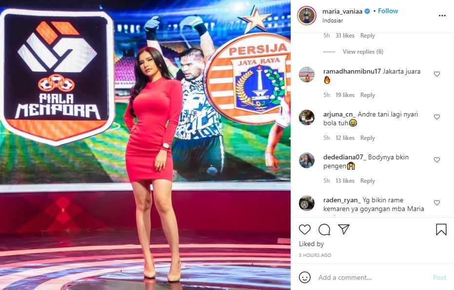 Maria Vania beri ucapan untuk Persija. (Instagram/maria_vaniaa)