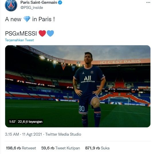 Pengumuman Messi di PSG. (Twitter/@PSG_inside)