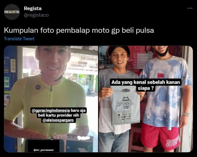 Pembalap MotoGP beli pulsa di Mandalika. (Twitter)