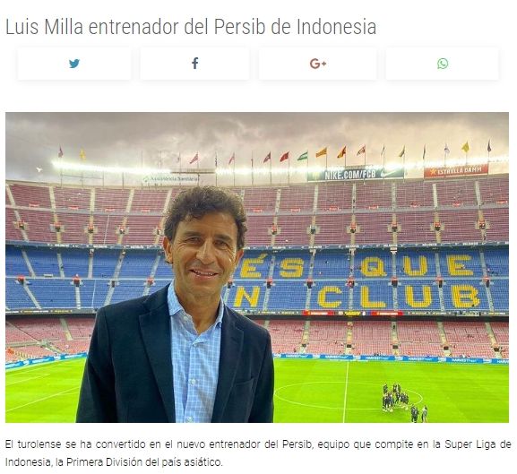 Media Spanyol ikut soroti Luis Milla yang latih Persib Bandung. (deportesteruel.com)